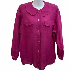 Giorgio Armani Peter Pan Collar Blouse Button Down Italian 80's Vintage Size 8